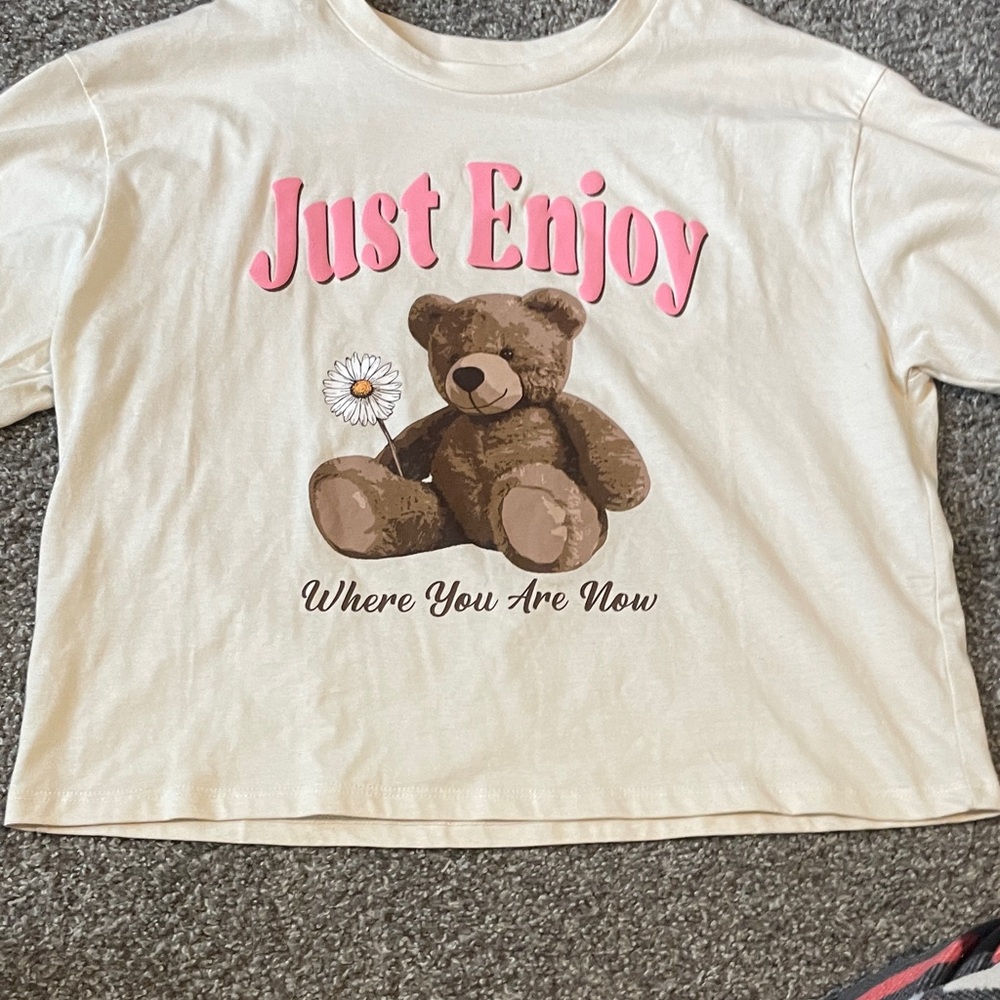 Cream Teddy Bear Graphic Tee